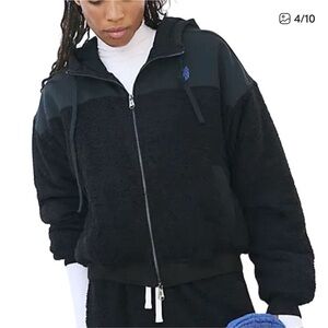 Free People Movement Black Zip-Up Fleece Jacket